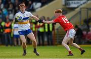 13 October 2019; Peter Harte of Errigal Ciaran in action against James Garrity of Trillick during the Tyrone County Senior Club Football Championship Final match between Errigal Ciaran and Trillick at Healy Park in Omagh, Tyrone. Photo by Oliver McVeigh/Sportsfile