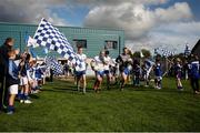 13 October 2019; St Patrick's players run onto to the pitch before the Wicklow County Senior Club Football Championship Final match between St Patrick's GAA Club and Arklow Geraldines Ballymoney GAA Club at County Grounds in Aughrim, Wicklow. Photo by Garry O'Neill/Sportsfile