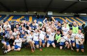 13 October 2019; St Patrick's players celebrate with the Miley Cup after the Wicklow County Senior Club Football Championship Final match between St Patrick's GAA Club and Arklow Geraldines Ballymoney GAA Club at County Grounds in Aughrim, Wicklow. Photo by Garry O'Neill/Sportsfile