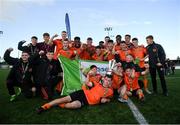 13 October 2019; Bohemians players celebrate with the trophy following the SSE Airtricity League - U17 Mark Farren Cup Final match between Kerry and Bohemians at Mounthawk Park in Tralee, Kerry. Photo by Harry Murphy/Sportsfile