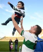 13 October 2019; Kieran Lillis of Portlaoise celebrates with his nephew Daniel O'Connor, age 2, following the Laois County Senior Club Football Championship Final match between Portlaoise and Killeshin at O’Moore Park in Portlaoise, Laois. Photo by David Fitzgerald/Sportsfile