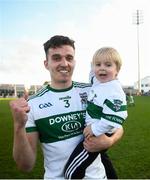 13 October 2019; Portlaoise captain David Seale celebrates with his nephew Regan Lannam, age 4, following the Laois County Senior Club Football Championship Final match between Portlaoise and Killeshin at O’Moore Park in Portlaoise, Laois. Photo by David Fitzgerald/Sportsfile