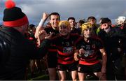 13 October 2019; Ballygunner players, from left, Wayne Hutchinson, Peter Hogan, and Conor Power celebrate after the Waterford County Senior Club Hurling Championship Final match between Ballygunner and De La Salle at Walsh Park in Waterford. Photo by Piaras Ó Mídheach/Sportsfile