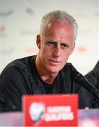 14 October 2019; Republic of Ireland manager Mick McCarthy during a Republic of Ireland press conference at Stade de Genève in Geneva, Switzerland. Photo by Stephen McCarthy/Sportsfile