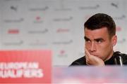 14 October 2019; Seamus Coleman during a Republic of Ireland press conference at Stade de Genève in Geneva, Switzerland. Photo by Seb Daly/Sportsfile