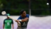 15 October 2019; Bundee Aki plays hurling during Ireland Rugby squad training in Arcs Urayasu Park in Urayasu, Aichi, Japan. Photo by Brendan Moran/Sportsfile