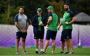 15 October 2019; IRFU Performance Director David Nucifora, left, with the Ireland coaching group, from 2nd left, head coach Joe Schmidt, scrum coach Greg Feek and defence coach Andy Farrell during Ireland Rugby squad training in Arcs Urayasu Park in Urayasu, Aichi, Japan. Photo by Brendan Moran/Sportsfile