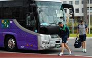 15 October 2019; Rob Kearney, left, and Peter O'Mahony arrive for Ireland rugby squad training in Arcs Urayasu Park in Urayasu, Aichi, Japan. Photo by Brendan Moran/Sportsfile