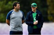 15 October 2019; IRFU Performance Director David Nucifora, left, and head coach Joe Schmidt during Ireland Rugby squad training in Arcs Urayasu Park in Urayasu, Aichi, Japan. Photo by Brendan Moran/Sportsfile