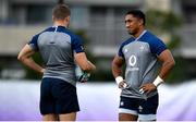 15 October 2019; Bundee Aki, right and Jordan Larmour during Ireland Rugby squad training in Arcs Urayasu Park in Urayasu, Aichi, Japan. Photo by Brendan Moran/Sportsfile