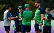 15 October 2019; IRFU Performance Director David Nucifora, left, with the Ireland coaching group, from 2nd left, head coach Joe Schmidt, scrum coach Greg Feek, defence coach Andy Farrell and kicking coach Richie Murphy during Ireland Rugby squad training in Arcs Urayasu Park in Urayasu, Aichi, Japan. Photo by Brendan Moran/Sportsfile