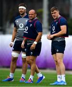 15 October 2019; Garry Ringrose, right, with Rory Best and Iain Henderson during Ireland Rugby squad training in Arcs Urayasu Park in Urayasu, Aichi, Japan. Photo by Brendan Moran/Sportsfile