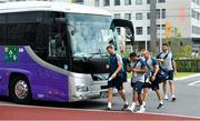 15 October 2019; Ireland players Tadhg Beirne, left, and Bundee Aki arrive for during squad training in Arcs Urayasu Park in Urayasu, Aichi, Japan. Photo by Brendan Moran/Sportsfile