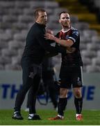 11 October 2019; Dundalk head coach Vinny Perth and Derek Pender of Bohemians following the SSE Airtricity League Premier Division match between Bohemians and Dundalk at Dalymount Park in Dublin. Photo by Eóin Noonan/Sportsfile