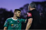 5 September 2019; Colm Horgan of Cork City remonstrates with referee Ben Connolly during the SSE Airtricity League Premier Division match between Dundalk and Cork City at Oriel Park in Dundalk, Co. Louth. Photo by Ben McShane/Sportsfile