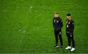 15 October 2019; James McClean, left, and Callum O'Dowda of Republic of Ireland inspect the pitch prior to the UEFA EURO2020 Qualifier match between Switzerland and Republic of Ireland at Stade de Genève in Geneva, Switzerland. Photo by Seb Daly/Sportsfile