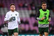 15 October 2019; Aaron Connolly, left, and Seamus Coleman of Republic of Ireland prior to the UEFA EURO2020 Qualifier match between Switzerland and Republic of Ireland at Stade de Genève in Geneva, Switzerland. Photo by Stephen McCarthy/Sportsfile
