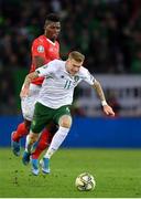 15 October 2019; James McClean of Republic of Ireland in action against Breel Embolo of Switzerland during the UEFA EURO2020 Qualifier match between Switzerland and Republic of Ireland at Stade de Genève in Geneva, Switzerland. Photo by Seb Daly/Sportsfile