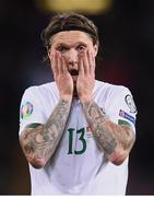 15 October 2019; Jeff Hendrick of Republic of Ireland reacts after the UEFA EURO2020 Qualifier match between Switzerland and Republic of Ireland at Stade de Genève in Geneva, Switzerland. Photo by Stephen McCarthy/Sportsfile