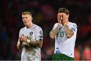 15 October 2019; Jeff Hendrick, right, and James McClean of Republic of Ireland following the UEFA EURO2020 Qualifier match between Switzerland and Republic of Ireland at Stade de Genève in Geneva, Switzerland. Photo by Seb Daly/Sportsfile