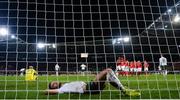 15 October 2019; Shane Duffy of Republic of Ireland reacts after conceding his side's second goal, an own goal, during the UEFA EURO2020 Qualifier match between Switzerland and Republic of Ireland at Stade de Genève in Geneva, Switzerland. Photo by Stephen McCarthy/Sportsfile