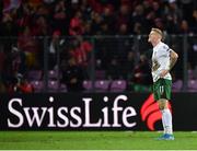15 October 2019; James McClean of Republic of Ireland reacts after his side conceded a second goal during the UEFA EURO2020 Qualifier match between Switzerland and Republic of Ireland at Stade de Genève in Geneva, Switzerland. Photo by Seb Daly/Sportsfile