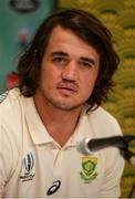 16 October 2019; Franco Mostert during a South Africa press conference at the Keio Plaza Hotel Tokyo in Tokyo, Japan. Photo by Ramsey Cardy/Sportsfile