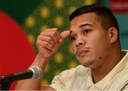 16 October 2019; Cheslin Kolbe during a South Africa press conference at the Keio Plaza Hotel Tokyo in Tokyo, Japan. Photo by Ramsey Cardy/Sportsfile