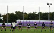 16 October 2019; Players warm-up with a tennis ball during South Africa squad training at Fuchu Asahi Football Park in Tokyo, Japan. Photo by Ramsey Cardy/Sportsfile