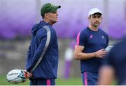 16 October 2019; Head coach Rassie Erasmus, left, and defence consultant Felix Jones during South Africa squad training at Fuchu Asahi Football Park in Tokyo, Japan. Photo by Ramsey Cardy/Sportsfile