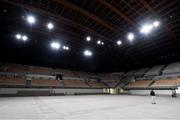 16 October 2019; A security guard stands watch in the Ariake Gymnastics Centre, Tokyo 2020 Summer Olympic Games venue for gymnastics, during the Tokyo 2nd World Press Briefing venue tour ahead of the 2020 Tokyo Summer Olympic Games. The Tokyo 2020 Games of the XXXII Olympiad take place from Friday 24th July to Sunday 9th August 2020 in Tokyo, Japan, the second Summer Olympics Games to be held in Tokyo, the first being 1964. Photo by Brendan Moran/Sportsfile