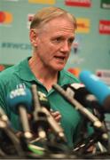 17 October 2019; Head coach Joe Schmidt during an Ireland rugby press conference at the Hilton Tokyo Bay in Urayasu, Aichi, Japan. Photo by Ramsey Cardy/Sportsfile