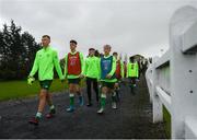 17 October 2019; Republic of Ireland team make their way out to warm up prior to the Under-15 UEFA Development Tournament match between Republic of Ireland and Latvia at Solar 21 Park, Castlebar, Mayo. Photo by Eóin Noonan/Sportsfile