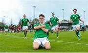 17 October 2019; Adam Nugent of Republic of Ireland celebrates after scoring his side's second goal of the game during the Under-15 UEFA Development Tournament match between Republic of Ireland and Latvia at Solar 21 Park, Castlebar, Mayo. Photo by Eóin Noonan/Sportsfile