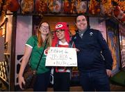 18 October 2019; Ireland Rugby supporters Amy McDermott and Anthony Gaskin with Japan Rugby supporter Aki Maito in Tokyo ahead of their side's 2019 Rugby World Cup Quarter-Final match against New Zealand. Photo by Ramsey Cardy/Sportsfile