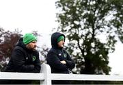 17 October 2019; Republic of Ireland under-17 head coach Colin O'Brien, right, with Irish Colleges and Universities team head coach Greg Yelverton during the Under-15 UEFA Development Tournament match between Republic of Ireland and Latvia at Solar 21 Park, Castlebar, Mayo. Photo by Eóin Noonan/Sportsfile