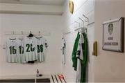 18 October 2019; Cabinteely dressing room prior to the SSE Airtricity League First Division Promotion / Relegation Play-off Series First Leg match between Cabinteely and Drogheda United at Stradbrook Road in Blackrock, Dublin. Photo by Eóin Noonan/Sportsfile