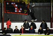 18 October 2019; A Bohemians supporter hangs a flag prior to the SSE Airtricity League Premier Division match between St Patrick's Athletic and Bohemians at Richmond Park in Dublin. Photo by Harry Murphy/Sportsfile