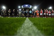 18 October 2019; Bohemians and St Patrick's Athletic players shake hands prior to the SSE Airtricity League Premier Division match between St Patrick's Athletic and Bohemians at Richmond Park in Dublin. Photo by Harry Murphy/Sportsfile