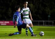 18 October 2019; Brandon Kavanagh of Shamrock Rovers in action against Mark Dignam of UCD during the SSE Airtricity League Premier Division match between UCD and Shamrock Rovers at The UCD Bowl in Belfield, Dublin. Photo by Ben McShane/Sportsfile