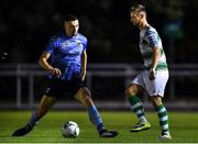 18 October 2019; Richie O'Farrell of UCD in action against Greg Bolger of Shamrock Rovers during the SSE Airtricity League Premier Division match between UCD and Shamrock Rovers at The UCD Bowl in Belfield, Dublin. Photo by Ben McShane/Sportsfile