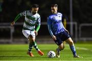 18 October 2019; Jason McClellen of UCD in action against Daniel Lafferty of Shamrock Rovers during the SSE Airtricity League Premier Division match between UCD and Shamrock Rovers at The UCD Bowl in Belfield, Dublin. Photo by Ben McShane/Sportsfile