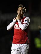 18 October 2019; Chris Forrester of St Patrick's Athletic reacts to a missed shot at goal during the SSE Airtricity League Premier Division match between St Patrick's Athletic and Bohemians at Richmond Park in Dublin. Photo by Harry Murphy/Sportsfile