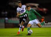 18 October 2019; Beineón O'Brien-Whitmarsh of Cork City in action against Andy Boyle of Dundalk during the SSE Airtricity League Premier Division match between Cork City and Dundalk at Turners Cross in Cork. Photo by Piaras Ó Mídheach/Sportsfile
