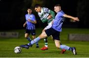 18 October 2019; Graham Cummins of Shamrock Rovers in action against Richie O'Farrell of UCD during the SSE Airtricity League Premier Division match between UCD and Shamrock Rovers at The UCD Bowl in Belfield, Dublin. Photo by Ben McShane/Sportsfile