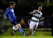 18 October 2019; Aaron McEneff of Shamrock Rovers in action against Paul Doyle of UCD during the SSE Airtricity League Premier Division match between UCD and Shamrock Rovers at The UCD Bowl in Belfield, Dublin. Photo by Ben McShane/Sportsfile