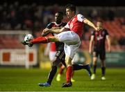 18 October 2019; Lee Desmond of St Patrick's Athletic in action against Andre Wright of Bohemians during the SSE Airtricity League Premier Division match between St Patrick's Athletic and Bohemians at Richmond Park in Dublin. Photo by Harry Murphy/Sportsfile