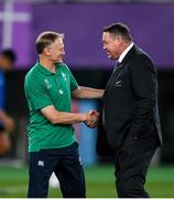 19 October 2019; Ireland head coach Joe Schmidt, left, with, New Zealand head coach Steve Hansen before the 2019 Rugby World Cup Quarter-Final match between New Zealand and Ireland at the Tokyo Stadium in Chofu, Japan. Photo by Ramsey Cardy/Sportsfile
