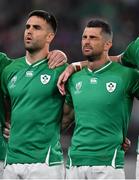 19 October 2019; An emotional Conor Murray and Rob Kearney of Ireland during &quot;Ireland's Call&quot; before the 2019 Rugby World Cup Quarter-Final match between New Zealand and Ireland at the Tokyo Stadium in Chofu, Japan. Photo by Brendan Moran/Sportsfile