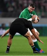 19 October 2019; Peter O'Mahony of Ireland is tackled by Codie Taylor of New Zealand during the 2019 Rugby World Cup Quarter-Final match between New Zealand and Ireland at the Tokyo Stadium in Chofu, Japan. Photo by Brendan Moran/Sportsfile